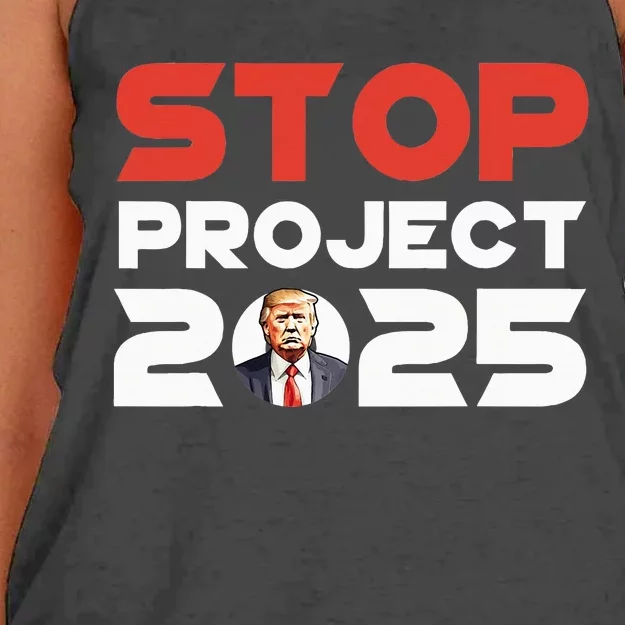 Stop Project 2025 TrumpS Project Anti Trump Patriotic Women's Knotted Racerback Tank