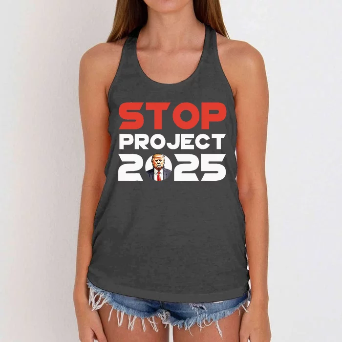 Stop Project 2025 TrumpS Project Anti Trump Patriotic Women's Knotted Racerback Tank