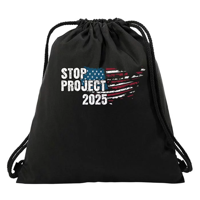 Stop Project 2025 Anti Trump Drawstring Bag