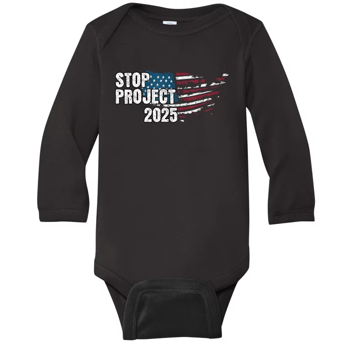 Stop Project 2025 Anti Trump Baby Long Sleeve Bodysuit