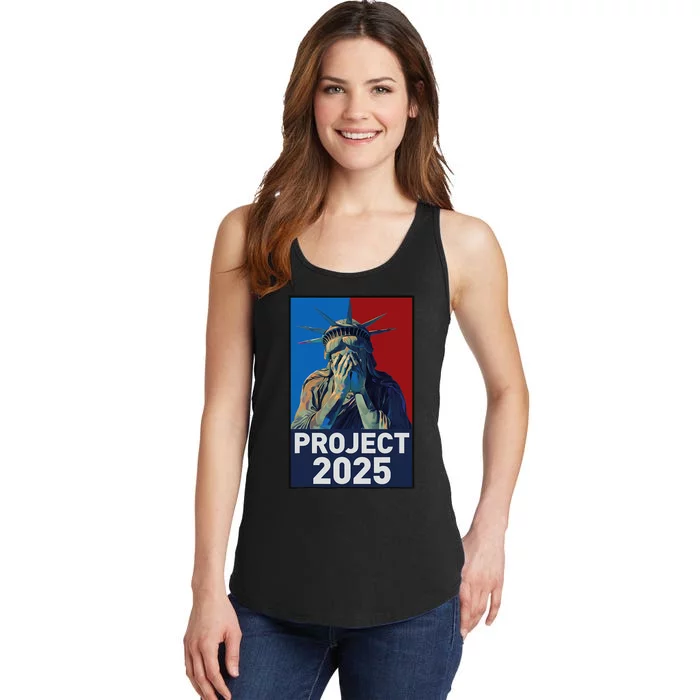 Stop Project 2025 Weeping Statue Of Liberty Protest Ladies Essential Tank