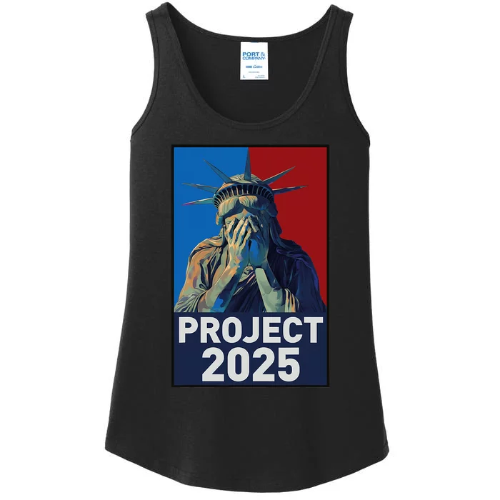 Stop Project 2025 Weeping Statue Of Liberty Protest Ladies Essential Tank