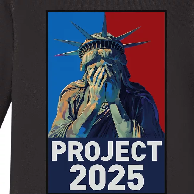 Stop Project 2025 Weeping Statue Of Liberty Protest Baby Long Sleeve Bodysuit