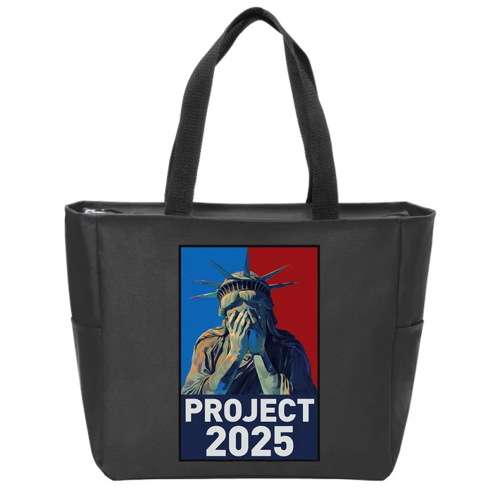 Stop Project 2025 Weeping Statue Of Liberty Protest Zip Tote Bag