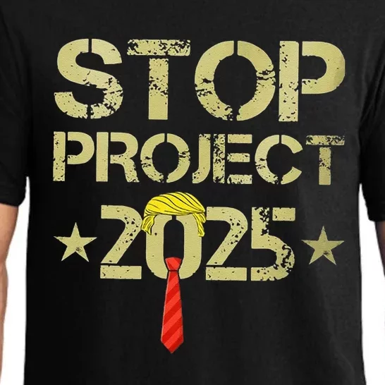 Stop Project 2025 Voting For The Convicted Felon Flag Pajama Set