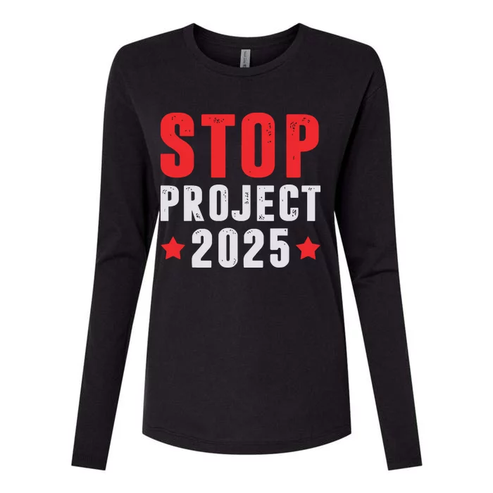 Stop Project 2025 Trumps Project Anti Trump Womens Cotton Relaxed Long Sleeve T-Shirt