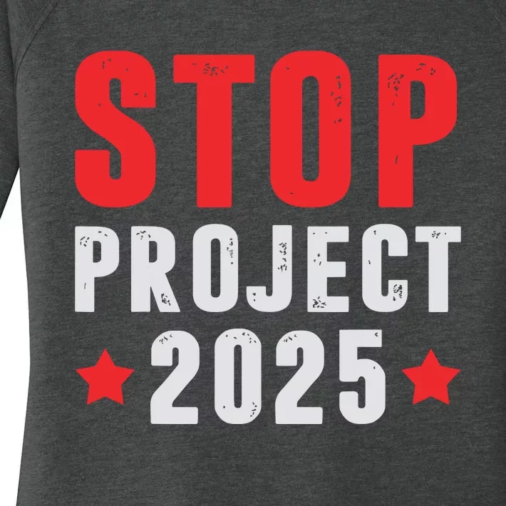 Stop Project 2025 Trumps Project Anti Trump Women's Perfect Tri Tunic Long Sleeve Shirt