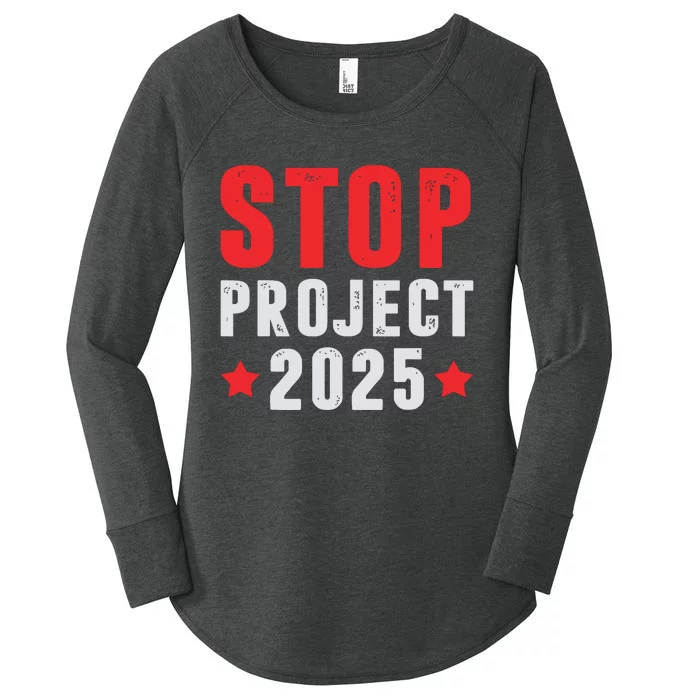 Stop Project 2025 Trumps Project Anti Trump Women's Perfect Tri Tunic Long Sleeve Shirt