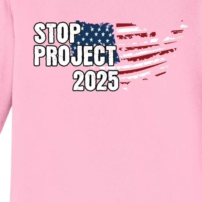 Stop Project 2025 American Flag Baby Long Sleeve Bodysuit