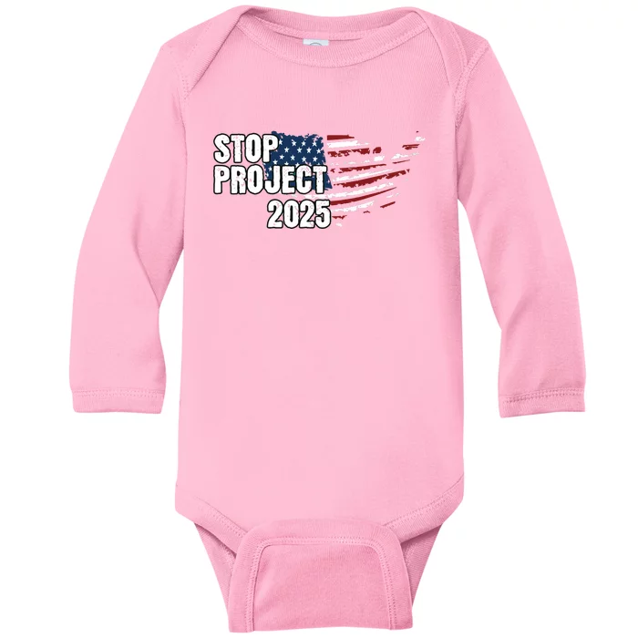 Stop Project 2025 American Flag Baby Long Sleeve Bodysuit