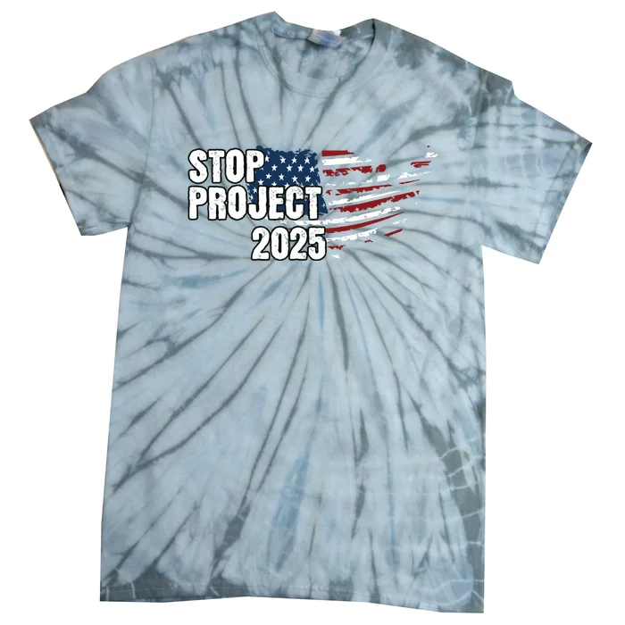 Stop Project 2025 American Flag Tie-Dye T-Shirt