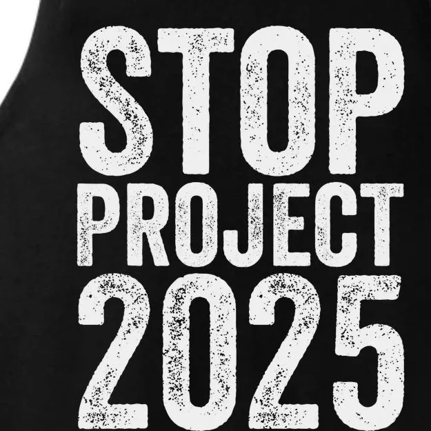 Stop Project 2025 Anti Trump Bold Design Ladies Tri-Blend Wicking Tank