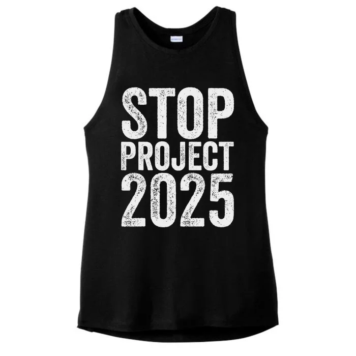 Stop Project 2025 Anti Trump Bold Design Ladies Tri-Blend Wicking Tank