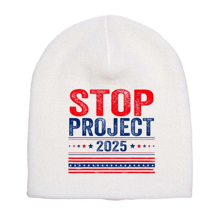 Stop Project 2025 Flag Usa Short Acrylic Beanie