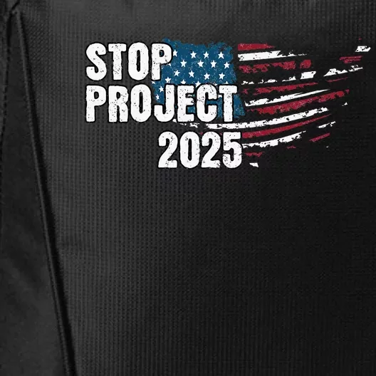 Stop Project 2025 Anti Trump American Flag City Backpack