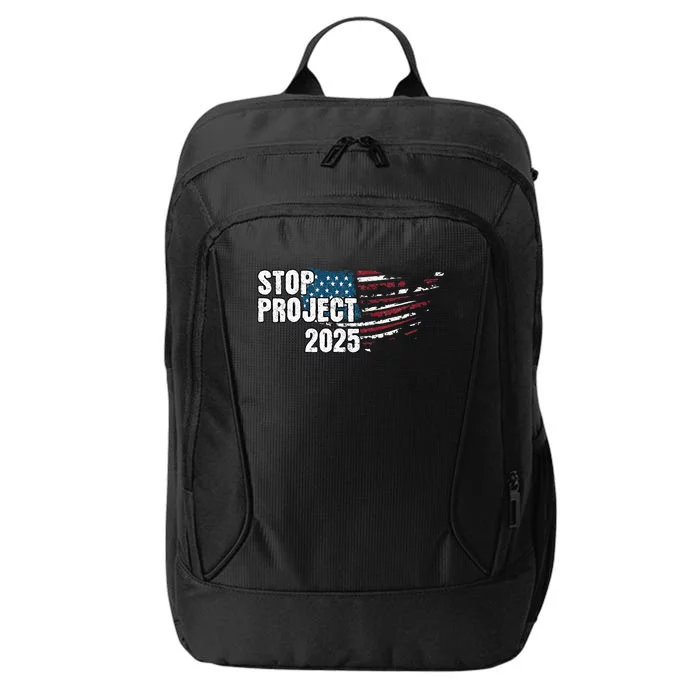 Stop Project 2025 Anti Trump American Flag City Backpack