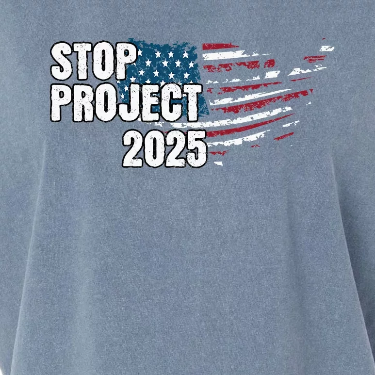 Stop Project 2025 Anti Trump American Flag Garment-Dyed Women's Muscle Tee