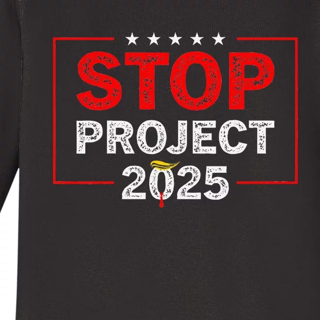 Stop Project 2025 Anti Trump Baby Long Sleeve Bodysuit