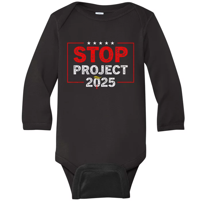 Stop Project 2025 Anti Trump Baby Long Sleeve Bodysuit