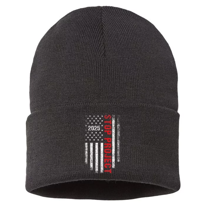 Stop Project 2025 American Flag Election 2024 Sustainable Knit Beanie