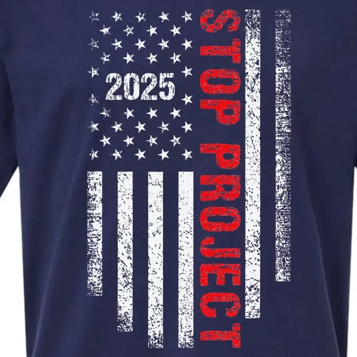 Stop Project 2025 American Flag Election 2024 Sueded Cloud Jersey T-Shirt