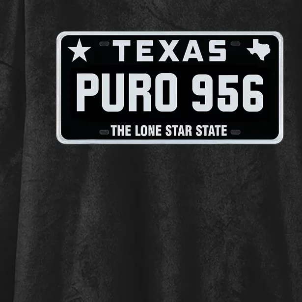 Simple “PURO 956” Texas License Plate Graphic Hooded Wearable Blanket