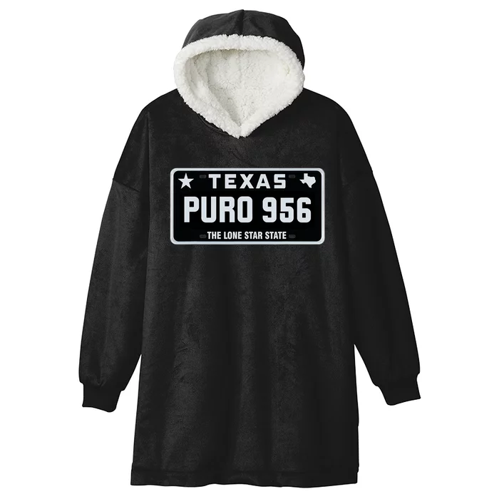 Simple “PURO 956” Texas License Plate Graphic Hooded Wearable Blanket