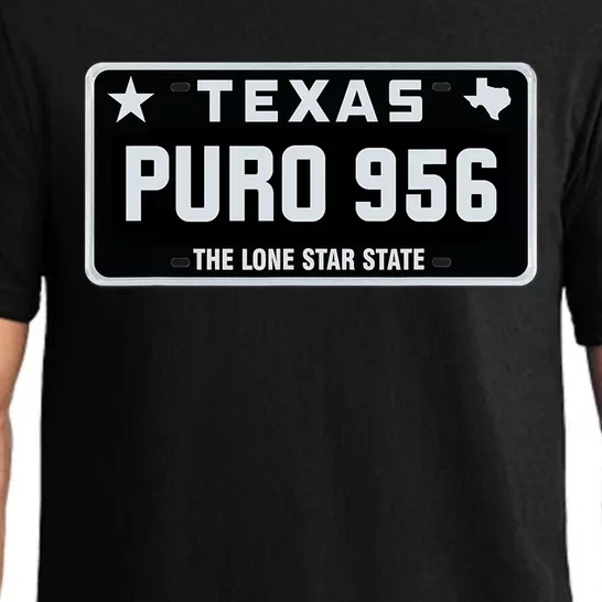 Simple “PURO 956” Texas License Plate Graphic Pajama Set