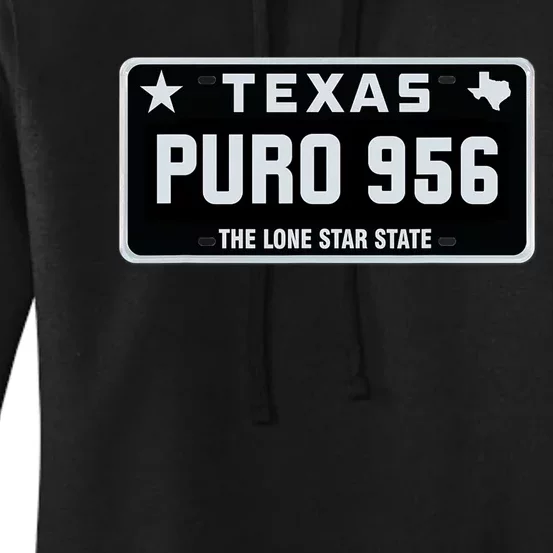 Simple “PURO 956” Texas License Plate Graphic Women's Pullover Hoodie