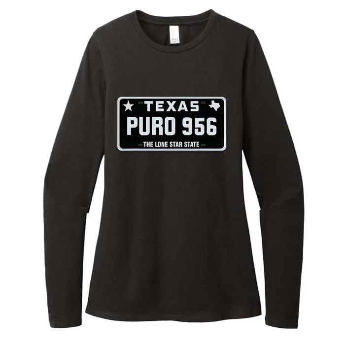 Simple “PURO 956” Texas License Plate Graphic Womens CVC Long Sleeve Shirt