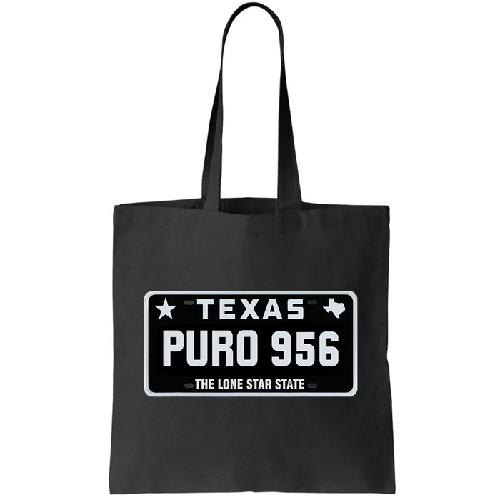 Simple “PURO 956” Texas License Plate Graphic Tote Bag