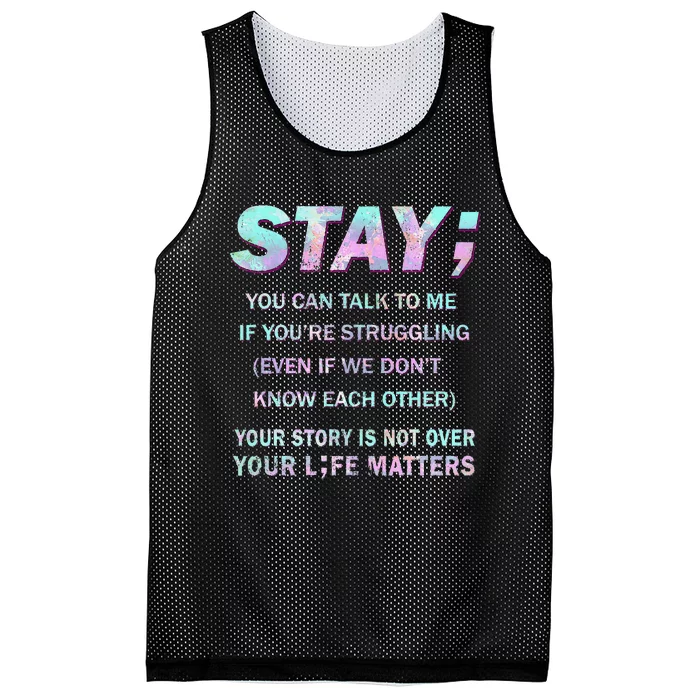 Suicide Prevention Awareness Stay Your Life Matters Mesh Reversible Basketball Jersey Tank