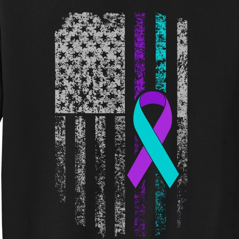 Suicide Prevention Awareness American Flag Ribbon Support Sweatshirt