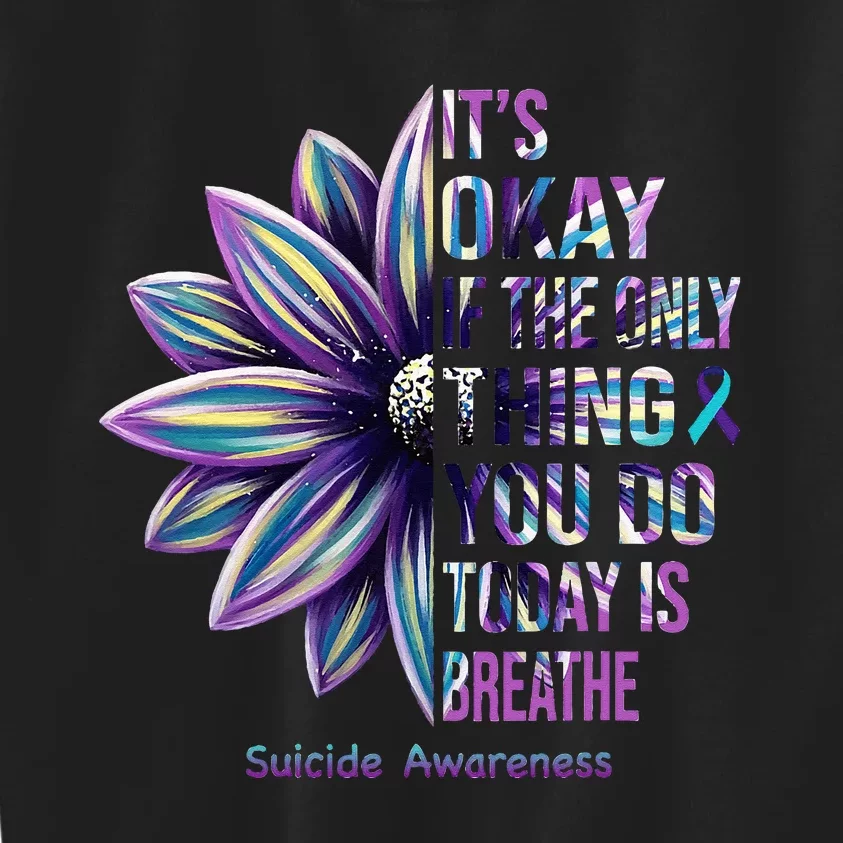 Suicide Prevention Awareness Teal Ribbon And Sunflower Gifts Kids Sweatshirt