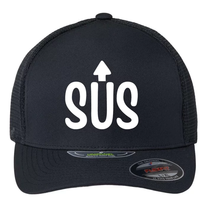 Sus Pointing Arrow Up Gaming Meme Impostor IM Kinda Sus Flexfit Unipanel Trucker Cap