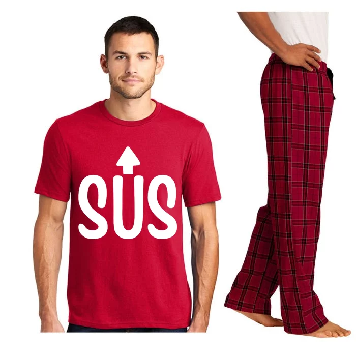 Sus Pointing Arrow Up Gaming Meme Impostor IM Kinda Sus Pajama Set