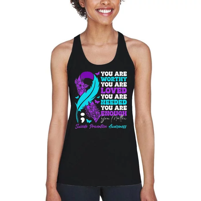 Suicide Prevention Awareness Positive Motivational Quote Women's Racerback Tank