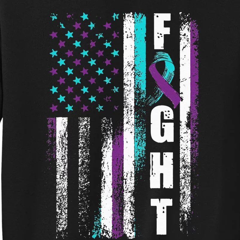 Suicide Prevention Awareness American Flag Distress Tall Sweatshirt