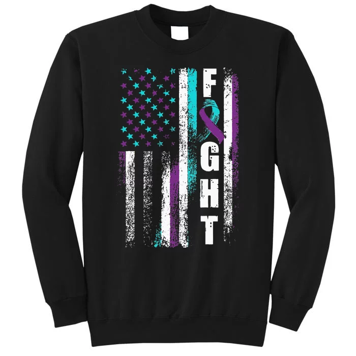 Suicide Prevention Awareness American Flag Distress Tall Sweatshirt