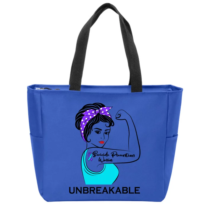 Suicide Prevention Awareness Warrior Unbreakable Gift Zip Tote Bag