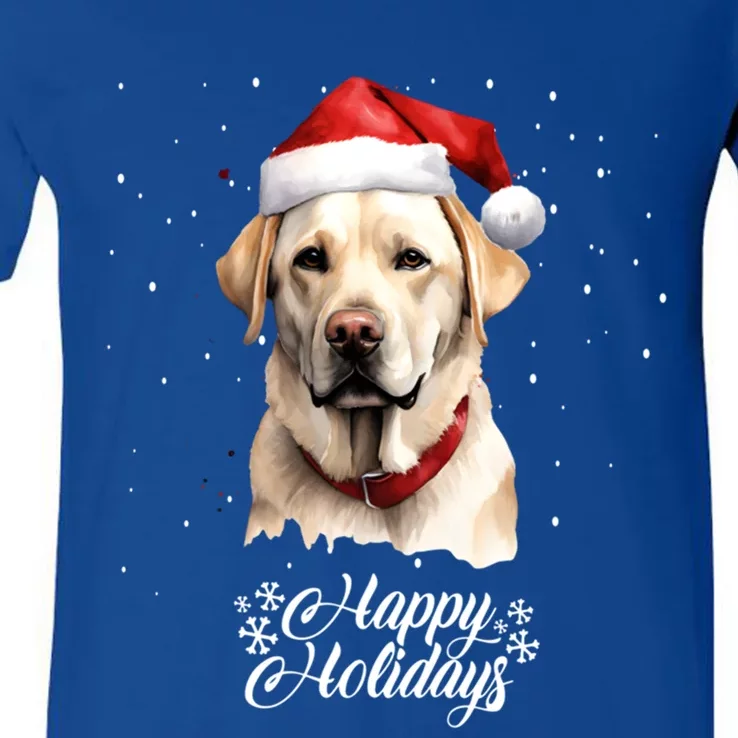 Santa Paws Adorable Merry Christmas Dog With Santa Hat Funny Gift V-Neck T-Shirt