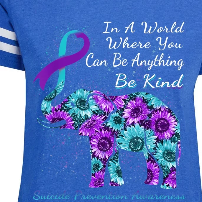 Suicide Prevention Awareness Sunflower Elephant Be Kind Enza Ladies Jersey Football T-Shirt