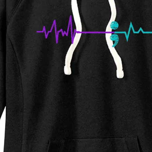 Suicide Prevention Awareness Semicolon Stay Women's Fleece Hoodie