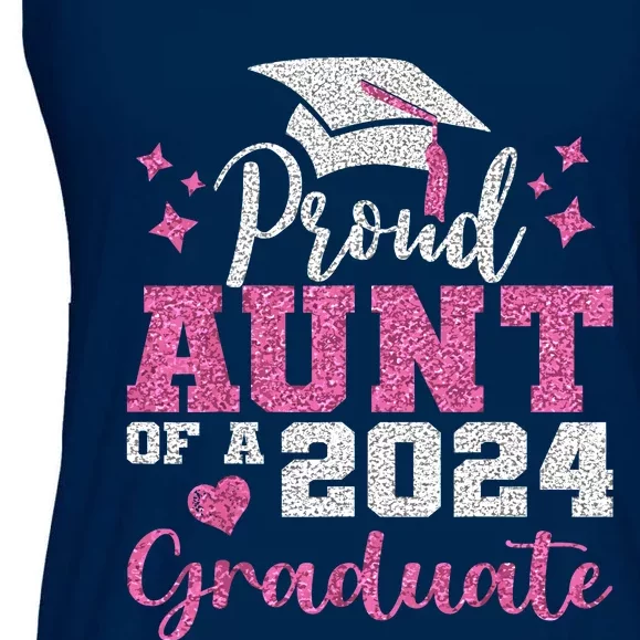 Super Proud Aunt Of 2024 Graduate Awesome Family College Ladies Essential Flowy Tank