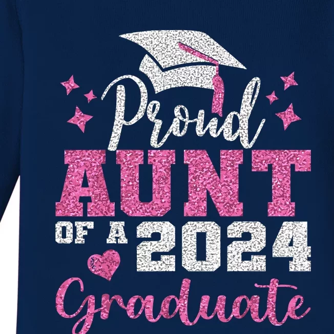 Super Proud Aunt Of 2024 Graduate Awesome Family College Baby Long Sleeve Bodysuit