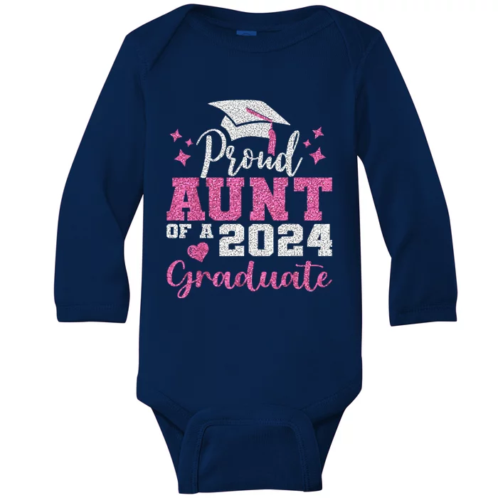 Super Proud Aunt Of 2024 Graduate Awesome Family College Baby Long Sleeve Bodysuit