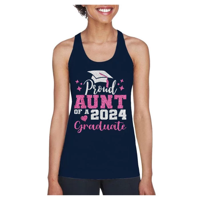 Super Proud Aunt Of 2024 Graduate Awesome Family College Women's Racerback Tank