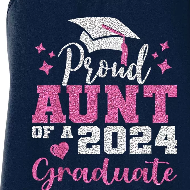 Super Proud Aunt Of 2024 Graduate Awesome Family College Women's Racerback Tank