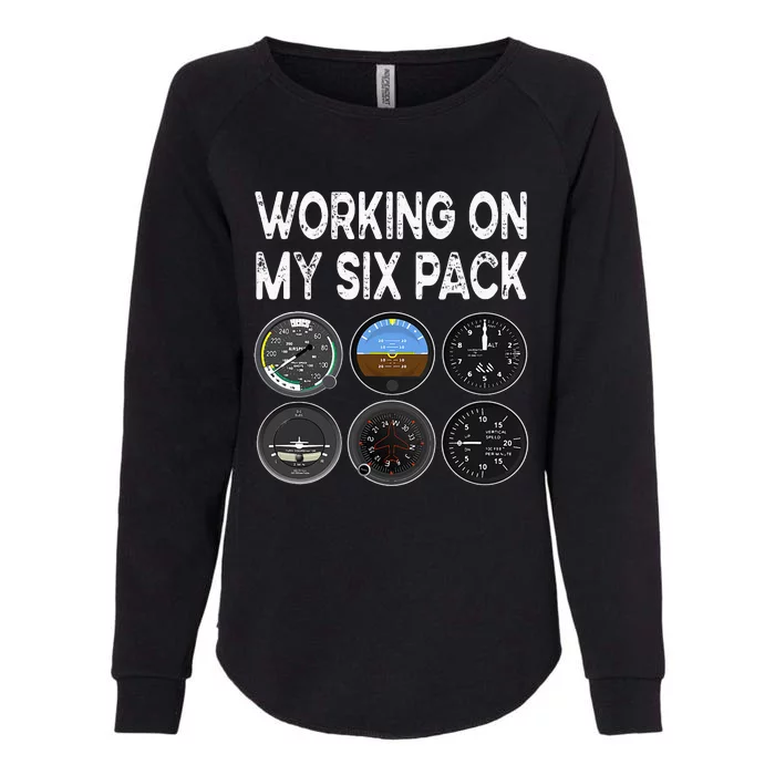 Six Pack Accessorie Pilot Aviation Flying Airplane Womens California Wash Sweatshirt