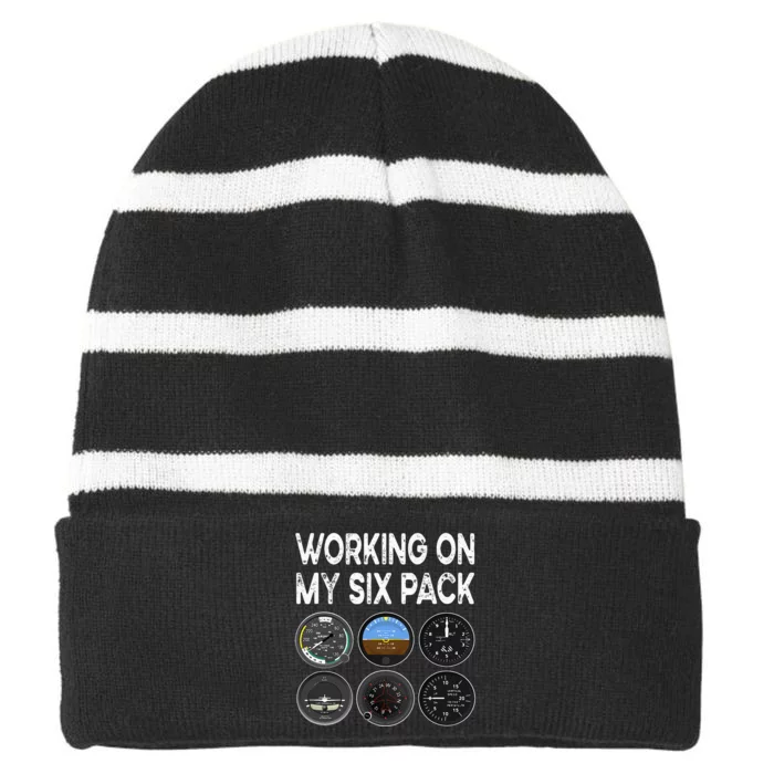 Six Pack Accessorie Pilot Aviation Flying Airplane Striped Beanie with Solid Band